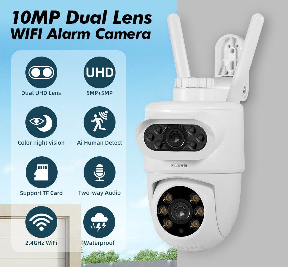 FUERS 5K 10MP Dual Lens IP Camera Tuya Smart Home Security Auto Tracking Wireless Alarm WIFI CCTV Surveillance Outdoor Camera