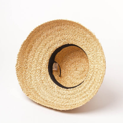 Chapéus de Verão Femininos Retrô Aba Reta Caída Chapéu de Palha de Ráfia Feito à Mão Chapéu de Palha de Praia de Proteção Solar Feminino para Ambientes Externos
