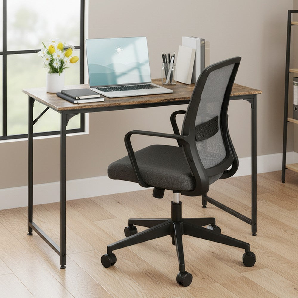 Escrivaninha de Computador de 39 Polegadas Versátil para Home Office, Estudo e Jogos, Design Moderno Minimalista com Estrutura de Metal Resistente, Fácil de Montar