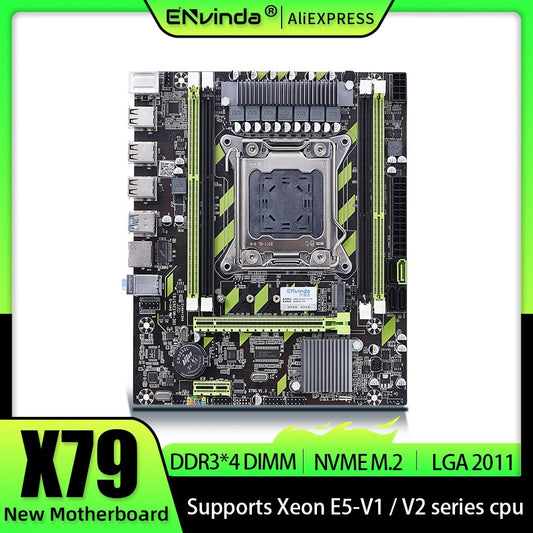 Placa-mãe ENVINDA X79 LGA 2011 USB2.0 SATA3 Suporta Memória REG ECC e Processador Xeon E5 4DDR3 PCI-E NVME M.2