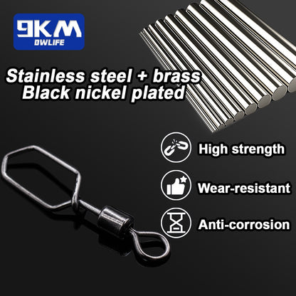 Giradores de Pesca com Snap 25~100 Peças Aço Inoxidável Girador de Tambor Rolante Clip Interlock Conector de Isca de Pesca Água Salgada
