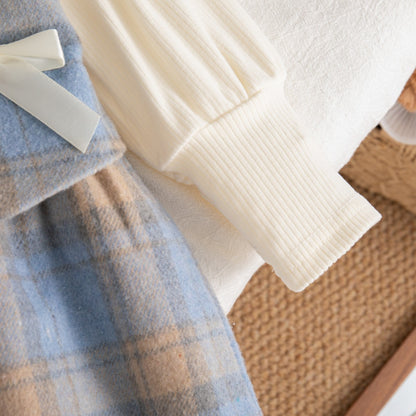 9 Months -3 Years Old Spring And Autumn New Plaid Baby Girl Dress, Sweet Bow Children'S Long Sleeved Clothes