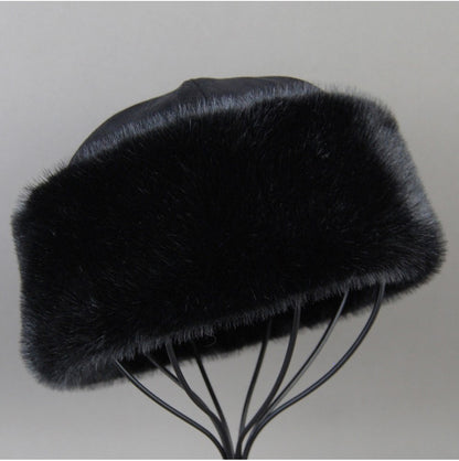 Hot Sale Faux Mink Fur Hat Winter Genuine Baseball Cap Russia Fashion Elegant Lady Warm Faux Fur Ball Straw Hat