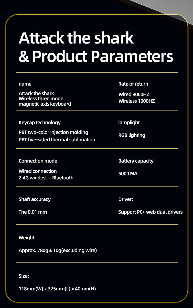 ATTACK SHARK X68PRO HE Wireless Keyboard,Magnetic Switch,With 0.01mm RT Accuracy,8KHz Polling Rate,0.125ms Latency,RGB Backlight
