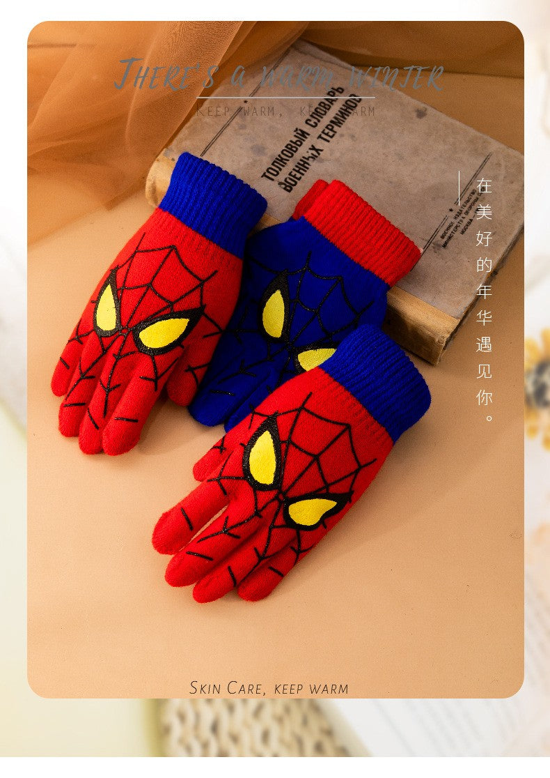 Luvas Quentes Infantis de Inverno Homem-Aranha Marvel Luvas de Malha Desenho Animado Anime Marvel Decoração Fofa Presentes de Natal para Crianças Em Estoque