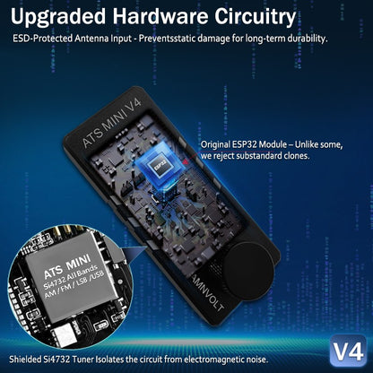 Receptor V4 AMNVOLT ATS Mini SI4732 de Todas as Bandas Suporta AM/FM/SSB/LSB/USB Amplificador de Fone de Ouvido Hi-Z Integrado para Rádio Amador