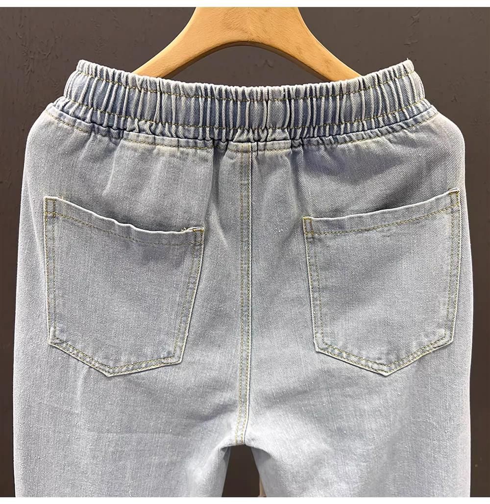 Men's Loose Fit Work Jeans Durable Construction Workers Casual Straight Leg Blue Denim Trousers for Spring Summer Autumn