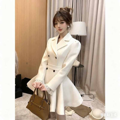 Hepburn Preface Pinch Waist and Clip Cotton Wool Coat 2025 Winter New Item Rich Heiress Thick Woolen Coat Coat Commuting Jacket
