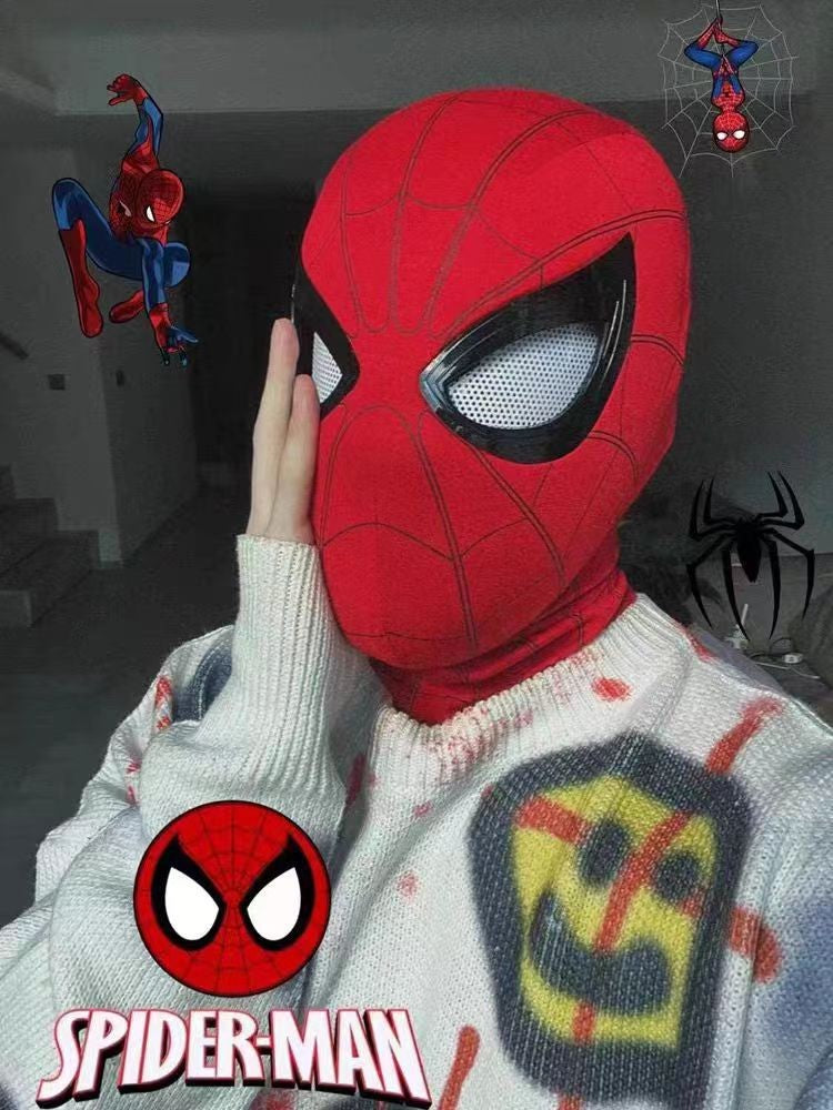 2026 Popular Breathable Spider Man Headset with Chin Operable Blink Touch Glowing Mask Miles Halloween Cosplay Boys Headgear Toy