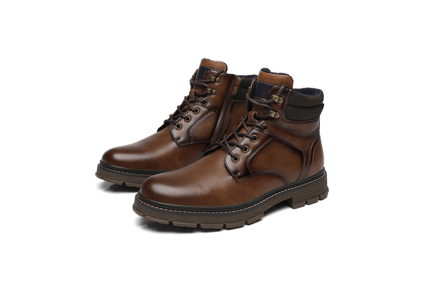 BHKH Botas Masculinas de Inverno da Moda botins Zíper Cadarço Botas de Tornozelo Sapatos Sociais Vintage de Negócios Sapatos Casuais de Couro Para Homens