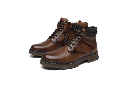 BHKH Botas Masculinas de Inverno da Moda botins Zíper Cadarço Botas de Tornozelo Sapatos Sociais Vintage de Negócios Sapatos Casuais de Couro Para Homens