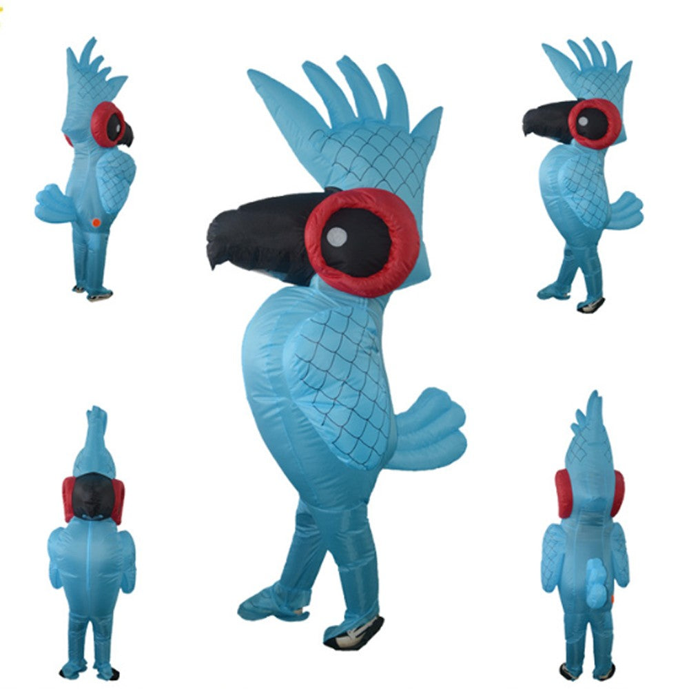 Adult Blue Parrot Inflatable Costume for Halloween Roleplay Terror Party Holiday Themed Cosplay Costume No Battery