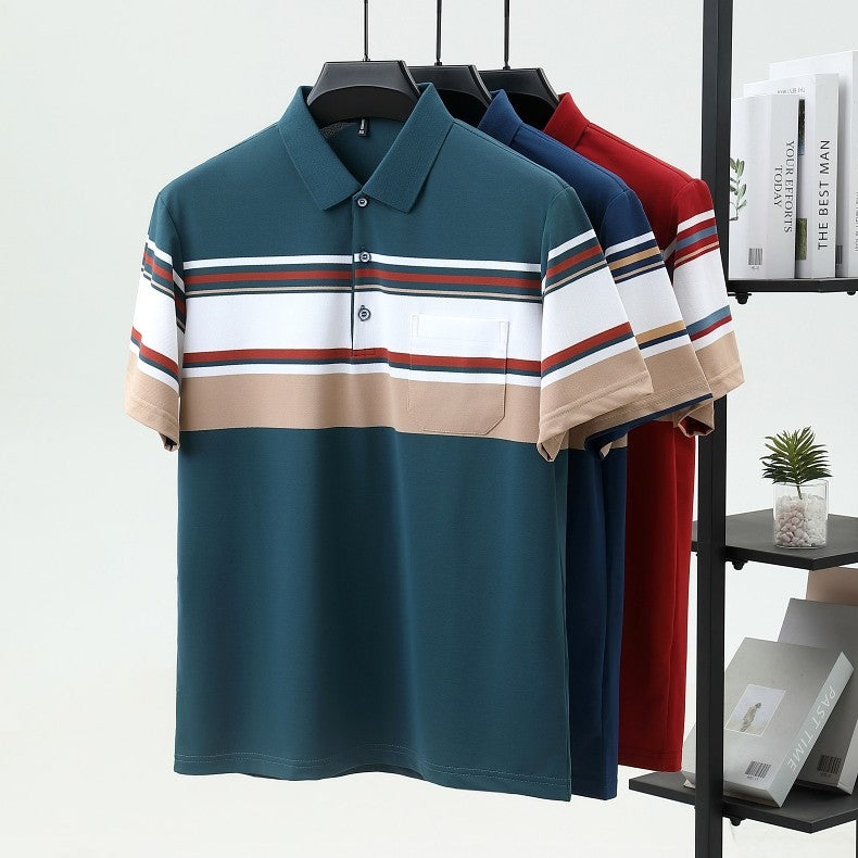 High quality brand men's short sleeved polo shirt summer fashion  striped design youth personalized top casual business T-shirt