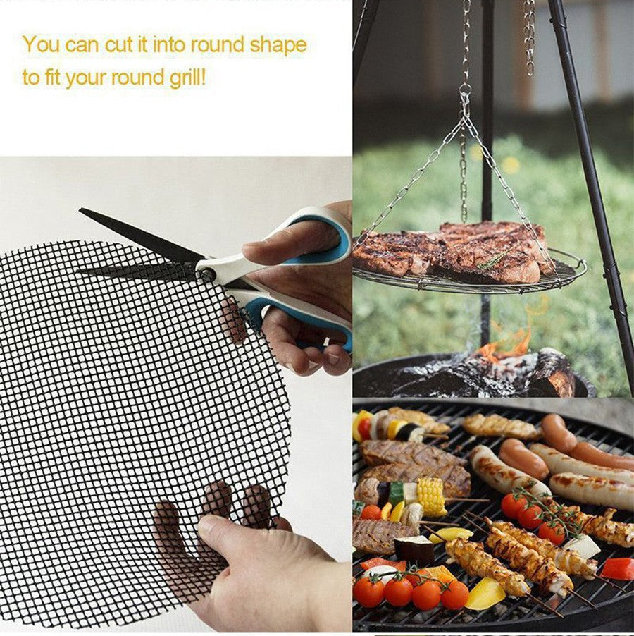 50PCS Non-Stick High Temperature Resistant BBQ Grid Pad Barbecue Mesh Reusable Easily Cleaned Cooking Pads Baking Grill Tool