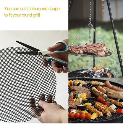 50PCS Non-Stick High Temperature Resistant BBQ Grid Pad Barbecue Mesh Reusable Easily Cleaned Cooking Pads Baking Grill Tool