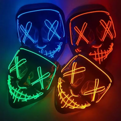 New Halloween Neon Led Purge Masquerade Carnival Party Masks Light Luminous in The Dark Cosplay Supplies