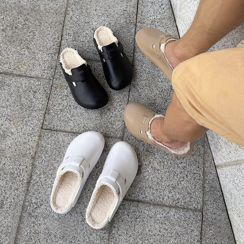 Men Plush Lined Outdoor Anti-slip Garden Shoes Warm Fuzzy Slippers For Women Winter New Cotton Slippers Fuzzy Home Slides