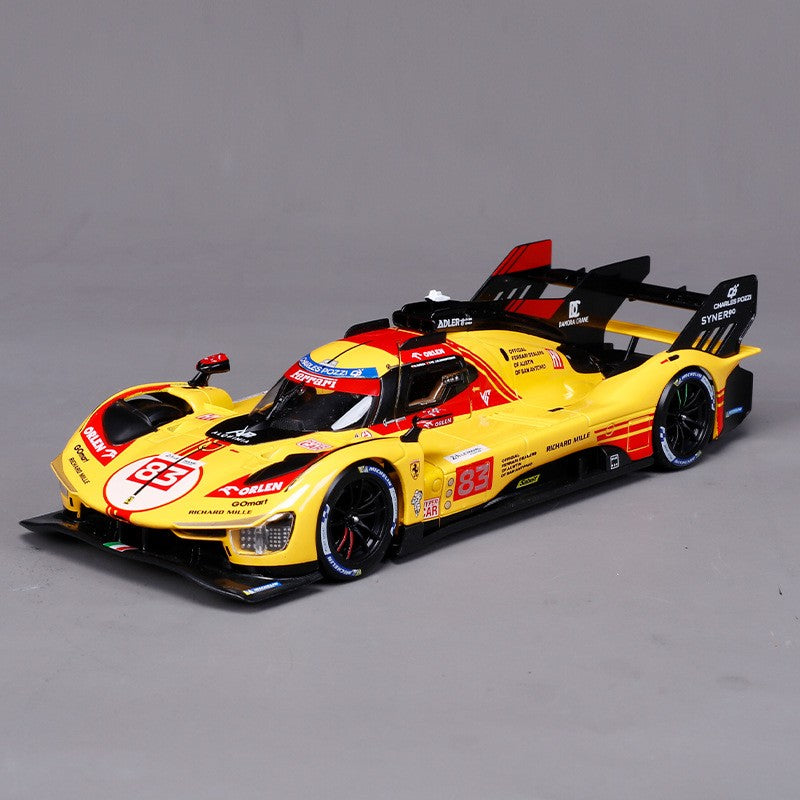 New In Stock Bburago 1:43 24h Le Mans Ferrari 499p 2024 #83 Includes Base And Acrylic Box Alloy Miniature Diecast Model Toys