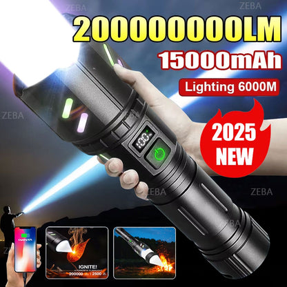 Ultra Powerful Windproof Fire Starting Flashlight Rechargeable High Power Torch Focused Light Source Can Light A Flame Lantern