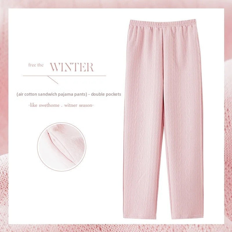 Thickened Air Cotton Sleep Pants Women's Autumn Winter Home Clothes Mid-aged Mom Warm Outerwear Large Size Home Pants