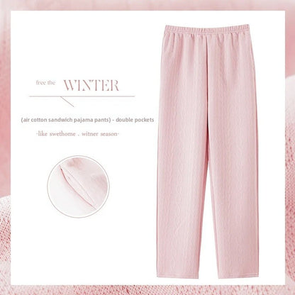 Thickened Air Cotton Sleep Pants Women's Autumn Winter Home Clothes Mid-aged Mom Warm Outerwear Large Size Home Pants