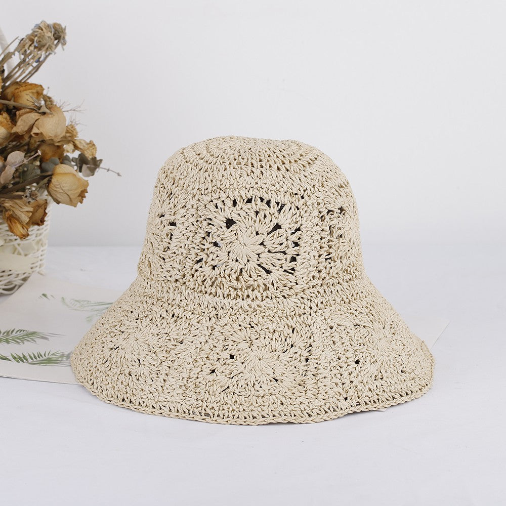 Womens Straw Hats crochet hat bucket hat  UV Protection Sun Visor Beach Hats Women Visors Foldable Female Women Summer Sun hat
