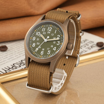 Militado Ml05 Vintage Field Watch VH31 Sweep Second Quartz Movement Sapphire Crystal High Clear AR Coating Luminous 38Mm Watches