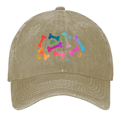 Rainbow dog bones and paw prints pattern Baseball Cap Luxury man cap fashionable Brand Man cap Cosplay Caps For Men Women's