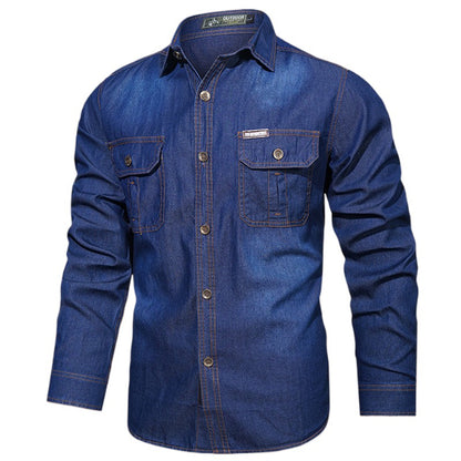 Men's Spring Denim Thin Shirt Soft Cotton Slim Fit Jeans Cowboy Streetwear Male Autumn Long Sleeve Shirts Plus Size 5XL