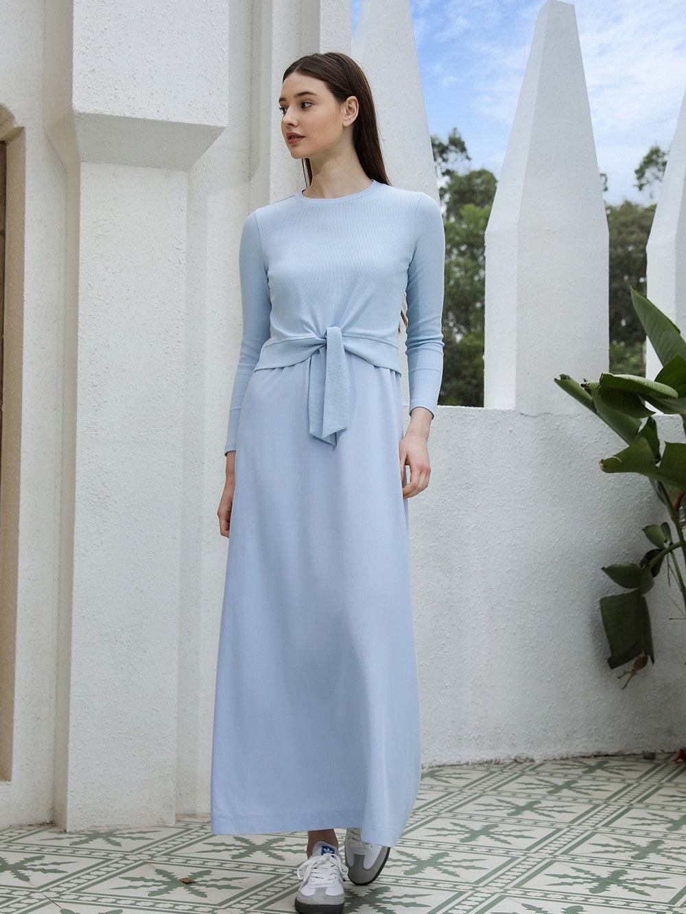 AP SS25 Women Wrap Ribbed T-shirt Lady Blend Slip Dress 5 Color