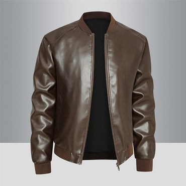 Spring Autumn Men Motorcycle Leather Jacket Junior Coat Men Stand Up Collar Casual Handsome Leather Jacket men Jacket