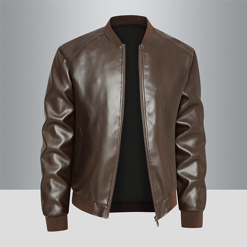 Spring Autumn Men Motorcycle Leather Jacket Junior Coat Men Stand Up Collar Casual Handsome Leather Jacket men Jacket