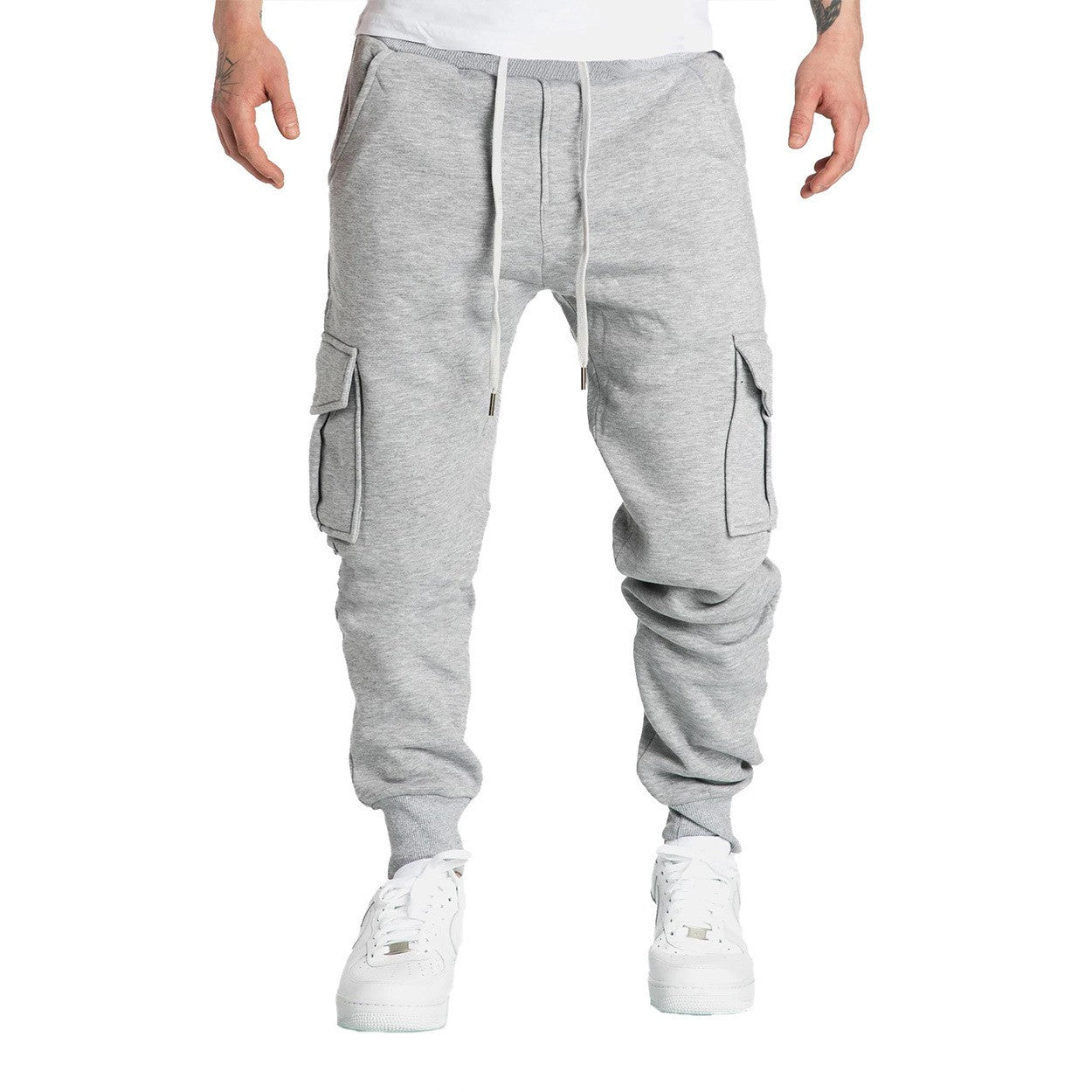Mens Sweatpants Straight Fit Joggers for Sports and Streetwear Loose Oversized Drawstring Long Pants Men Multi-pocket Pants
