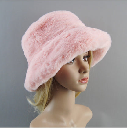 Hot Fashion Fake Rabbit Fur Hats Super Soft Women Winter Hat Cotton Lining Warm Russian Fashion Ski Beanies Plush Solid Color