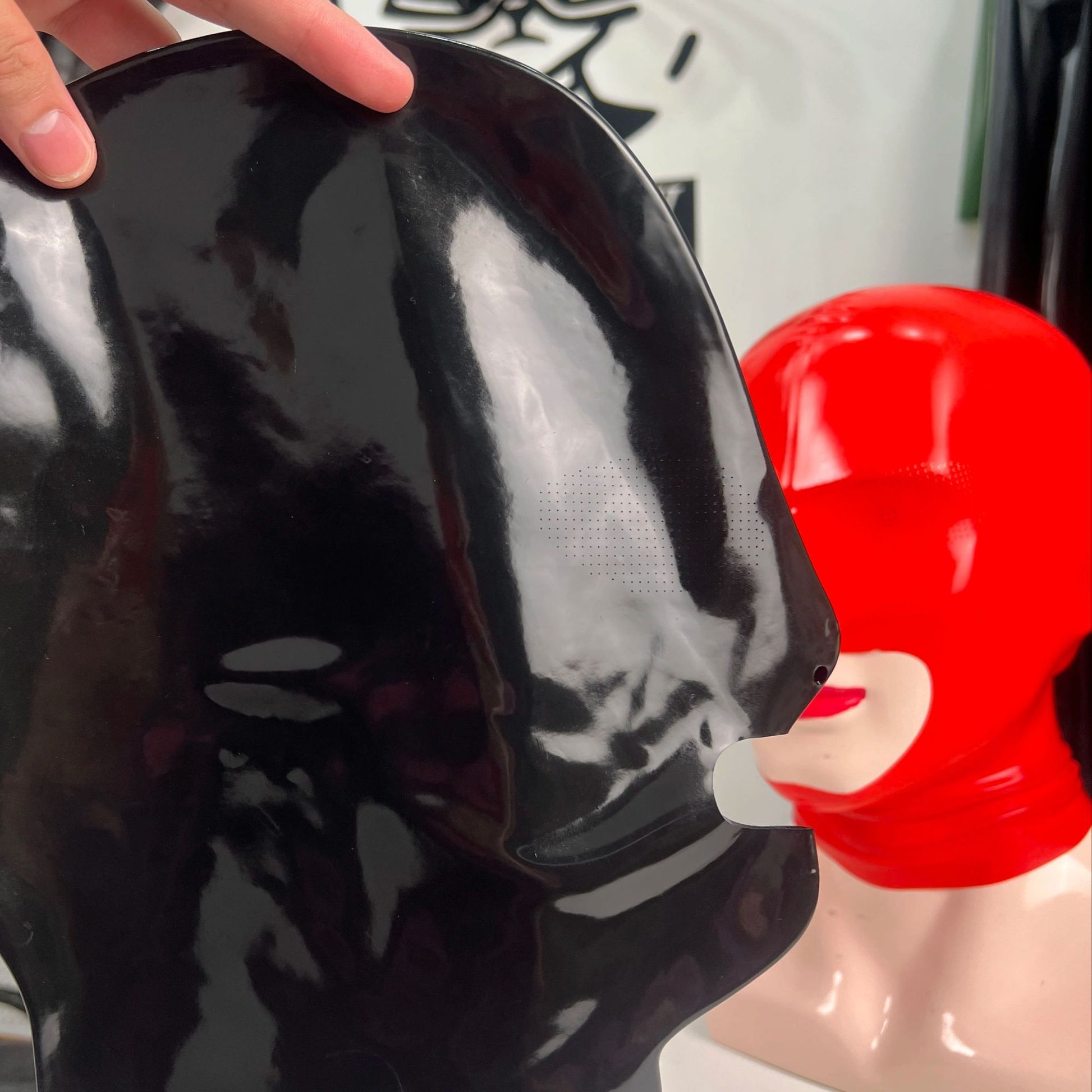 Red Microporous Rubber Stretch Hood Costume Head Mask