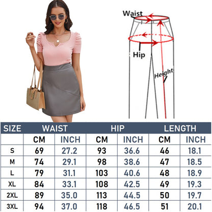 Women's Black Small Stretch PU Skirt, Fashion Casual Short Skirts,  Brown Gray Leather Skirts of Women 2026