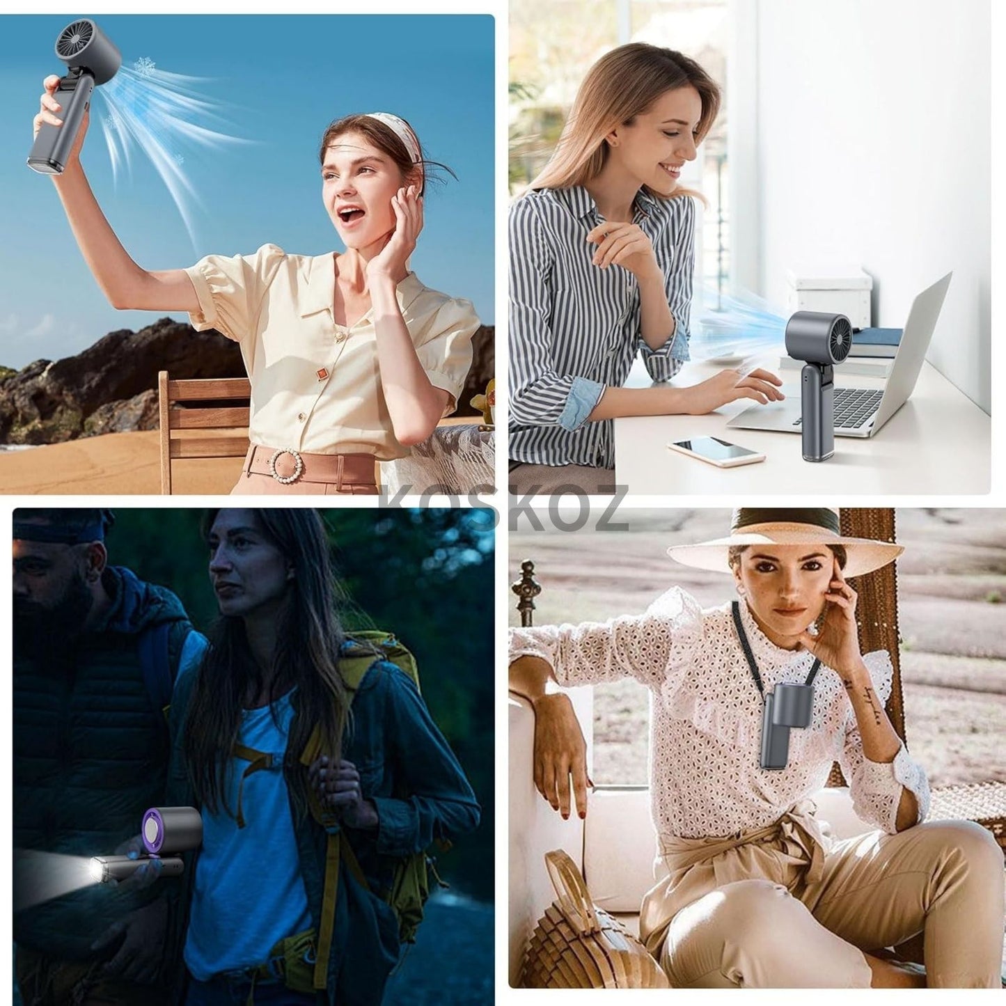 3 IN 1 Handheld Fan, Mini Fan with Flashlight and Cooling, with Air Turbo Cooling Fan for Outdoor Activities, Travel, Working