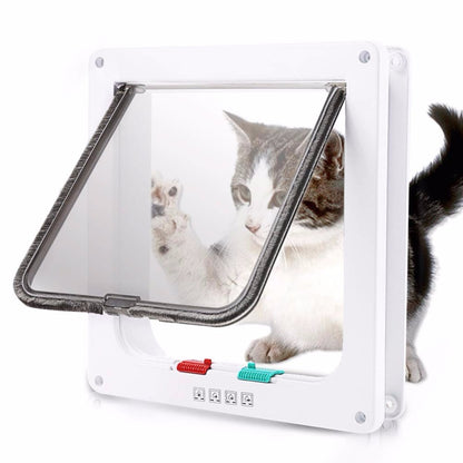 Porta de Passagem para Cães e Gatos com Fechadura de Segurança de 4 Vias, Porta de Passagem para Cães, Gatos, Gatinhos, Plástico ABS, Kit de Porta Pequena para Animais de Estimação, Portas de Passagem para Cães e Gatos