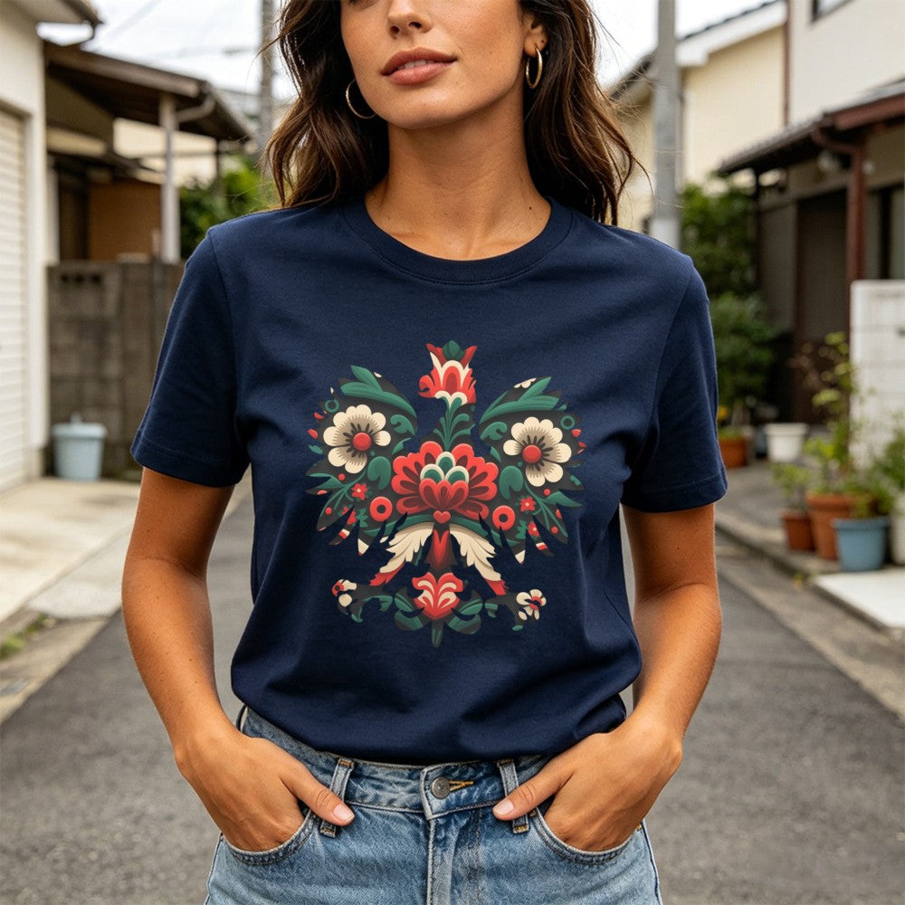 Polish Eagle Shirt Folk Art Christmas Design Clothes Botanical Flowers Tops Summer Women Retro Fashion Graphics Tees
