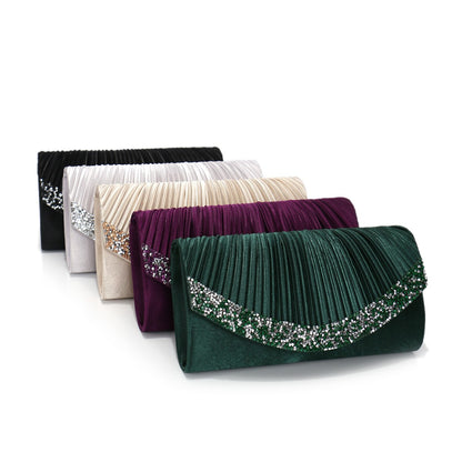 Glitter Envelope Desing Women Evening Bags Satin Shoulder Chain Handbags Rhinestones Luxury Prom Banquet Purse