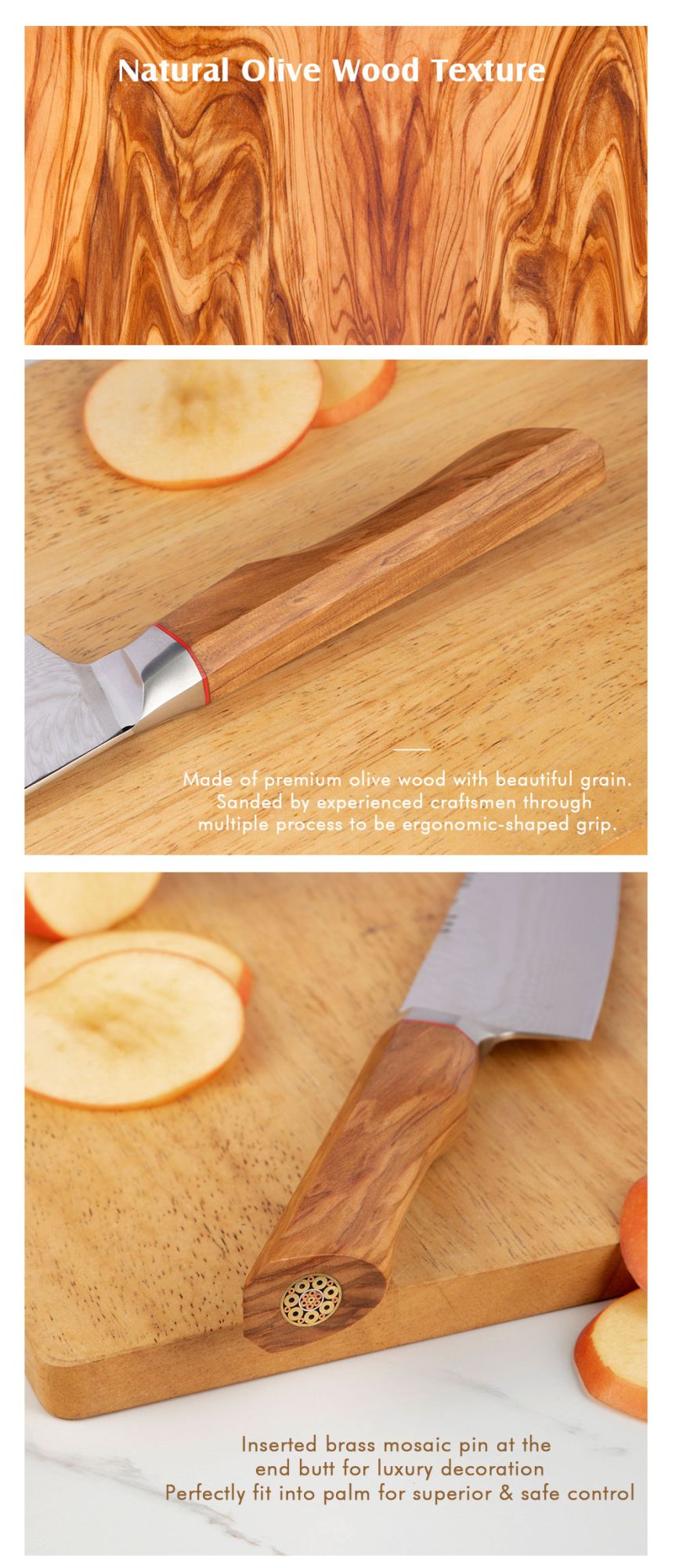 Conjunto de facas de cozinha para chef Damasco 67-LAY, faca japonesa Santoku Nakiri, faca utilitária, faca para desossar, faca de cozinha com cabo de madeira de oliveira HD
