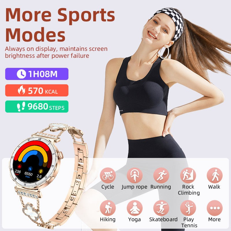 LIGE New Ultra Thin Smart Watch Women Screen Always Display Time Diamond Luxury Bracelet Voice Calling AMOLED Smartwatch Ladies