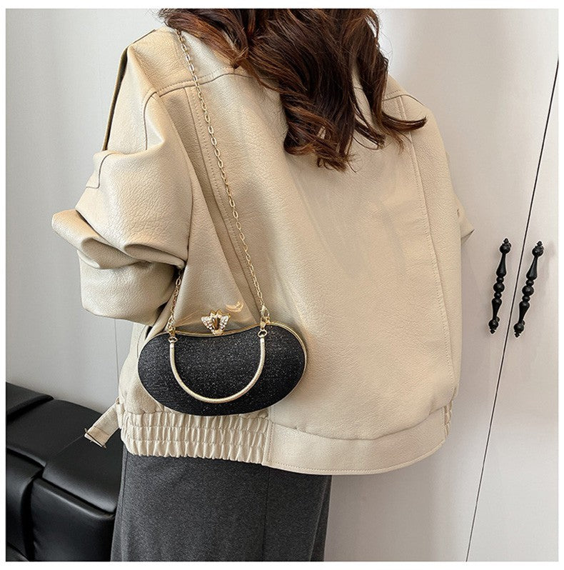 Luxury Shiny Evening Bag for Women Elegant Diamonds Buckle Exquisite Metal Handel Chain Clutch Bag Sparking Sequined Party Bags