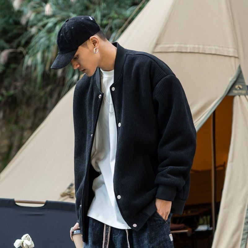 Oversize 300lb Men's Spring Fashion Baseball Jacket Vintage Loose Fit Pilot Coat Outerwear