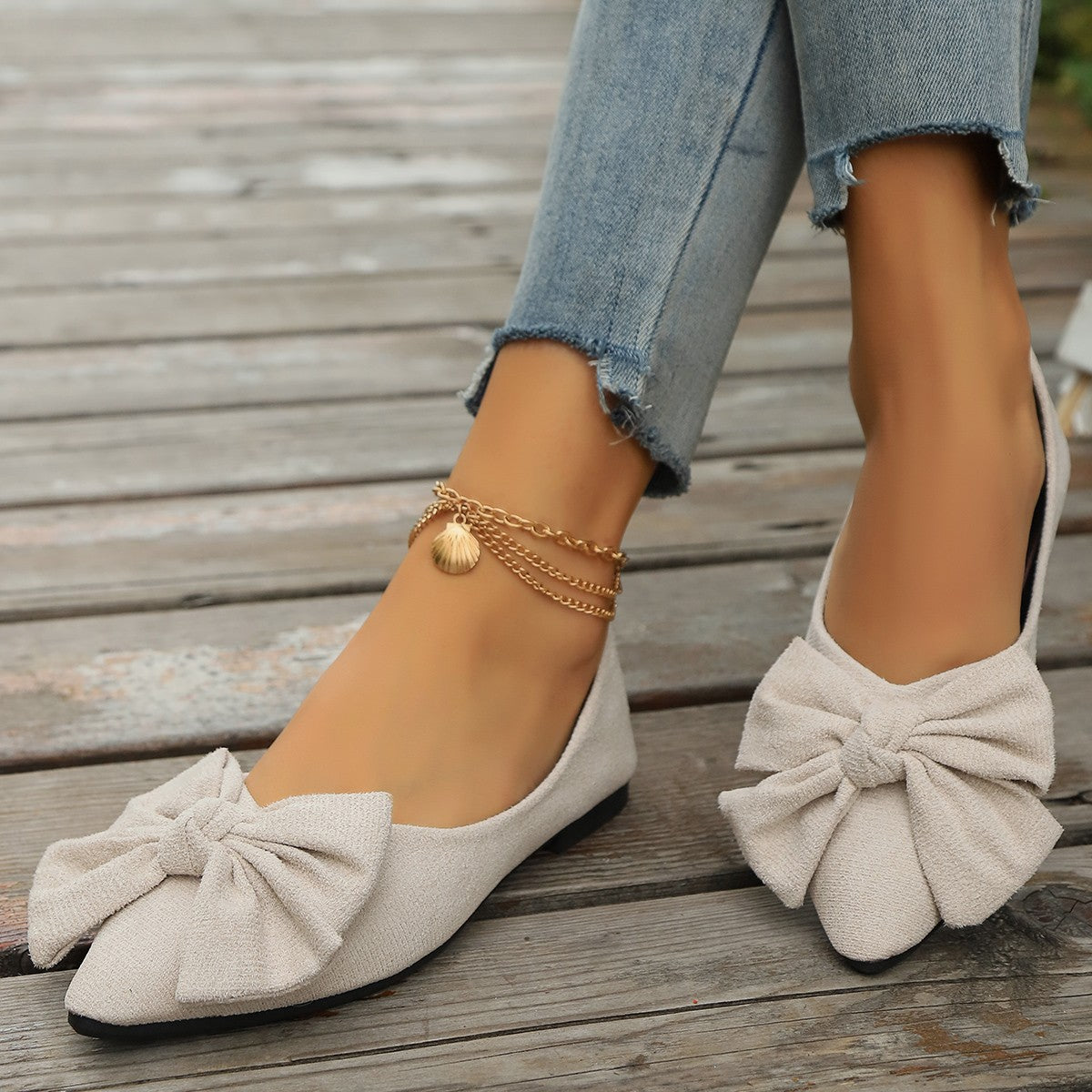 Women Flats Shoes Summer New Bow Pointed Toe Female Loafers Walking Fashion Sneakers Casual Shallow Breathable Shoes for Women