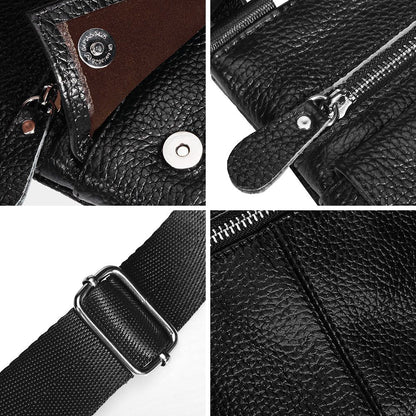 HUMERPAUL Genuine Leather Men's Crossbody Bags Large Capacity Shoulder Sling Bag Multifunction Short Travel Messenger Pack