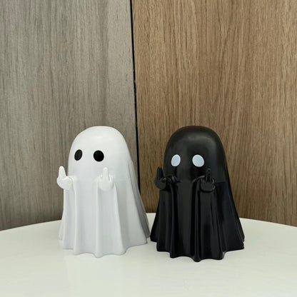 Figure Middle Finger Cute Ghost Statue Figure Small Scary Ghost Statue Halloween Home Figure Decoration Table Decoration Shelf