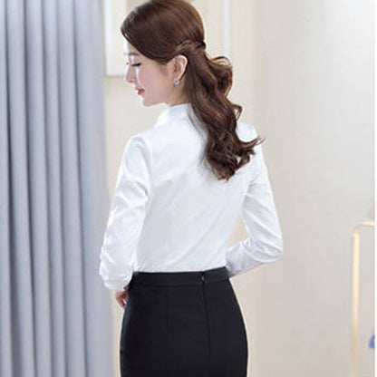 1pcs Woman Four Season Occupation Shirt Lady Casual Long Sleeve Turn-down Collar Shirt Female Working Clothes Formal Dress Tops