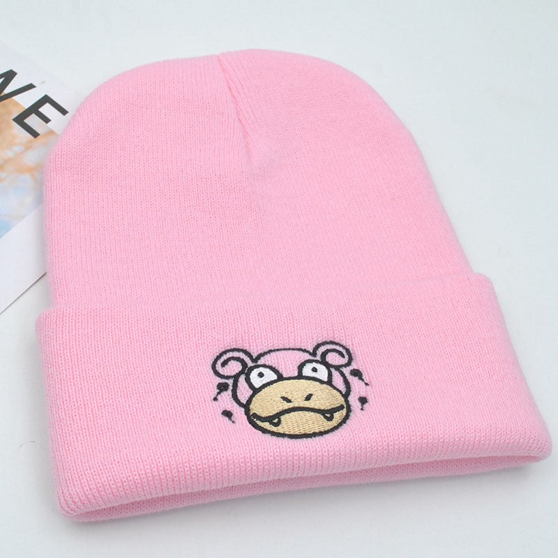 Pokemon Snorlax Ditto Psyduck Gorros Femininos de Inverno Quentes Chapéu Anime Cor Sólida Boné Engraçado Bordado para Homens Touca de Malha Unissex