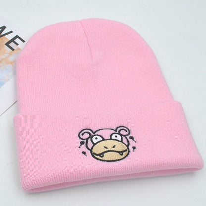 Pokemon Snorlax Ditto Psyduck Gorros Femininos de Inverno Quentes Chapéu Anime Cor Sólida Boné Engraçado Bordado para Homens Touca de Malha Unissex